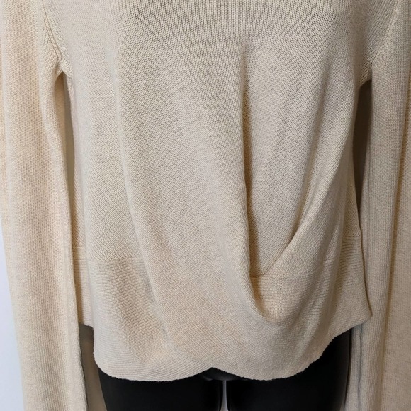 525 America Natural Color Draped Front Lightweight Cotton Pullover Sweater Sz XS - Picture 3 of 7